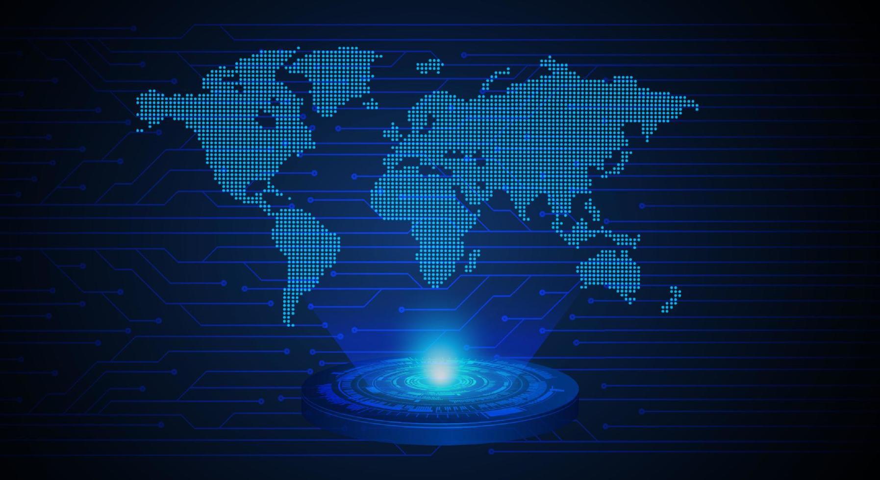Modern World Map Holographic Projector on Technology Background vector
