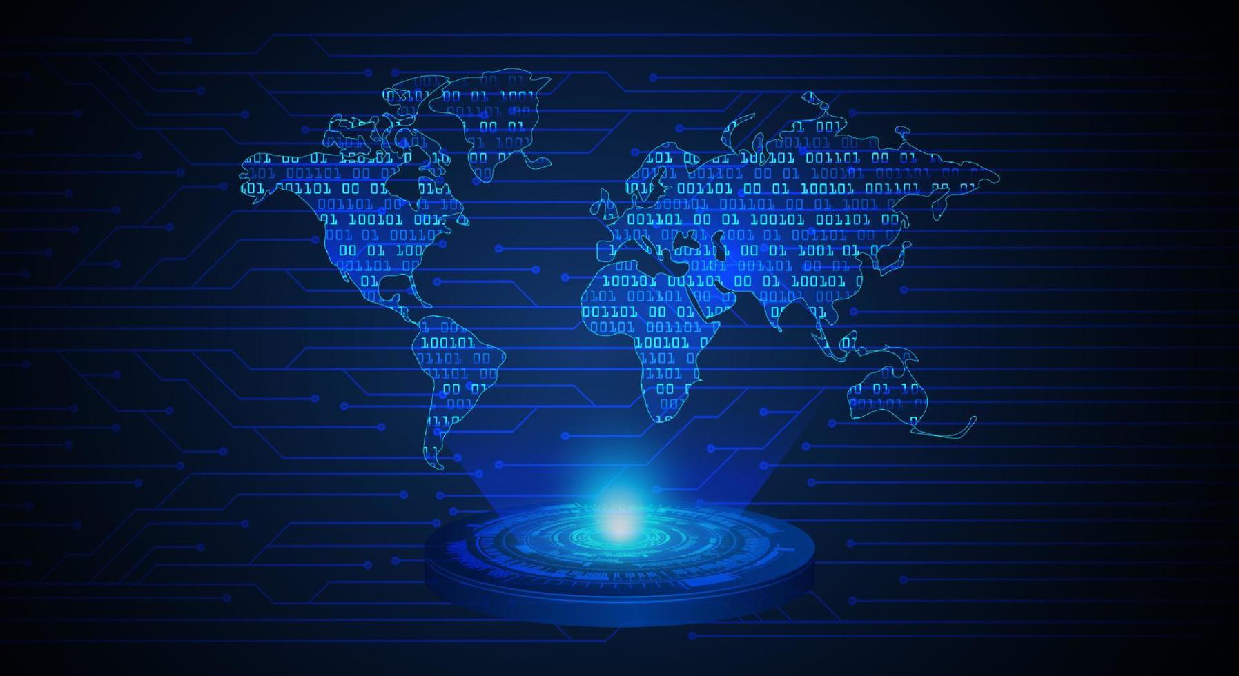 Modern World Map Holographic Projector on Technology Background vector