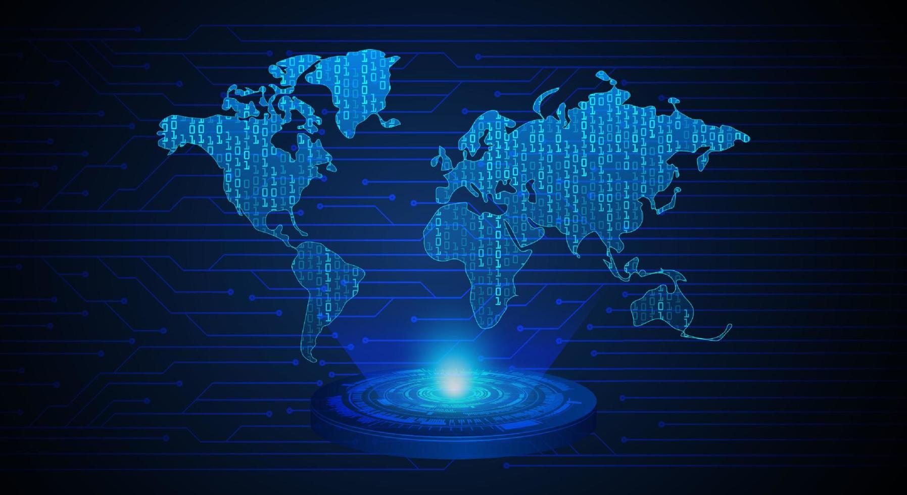 Modern World Map Holographic Projector on Technology Background vector