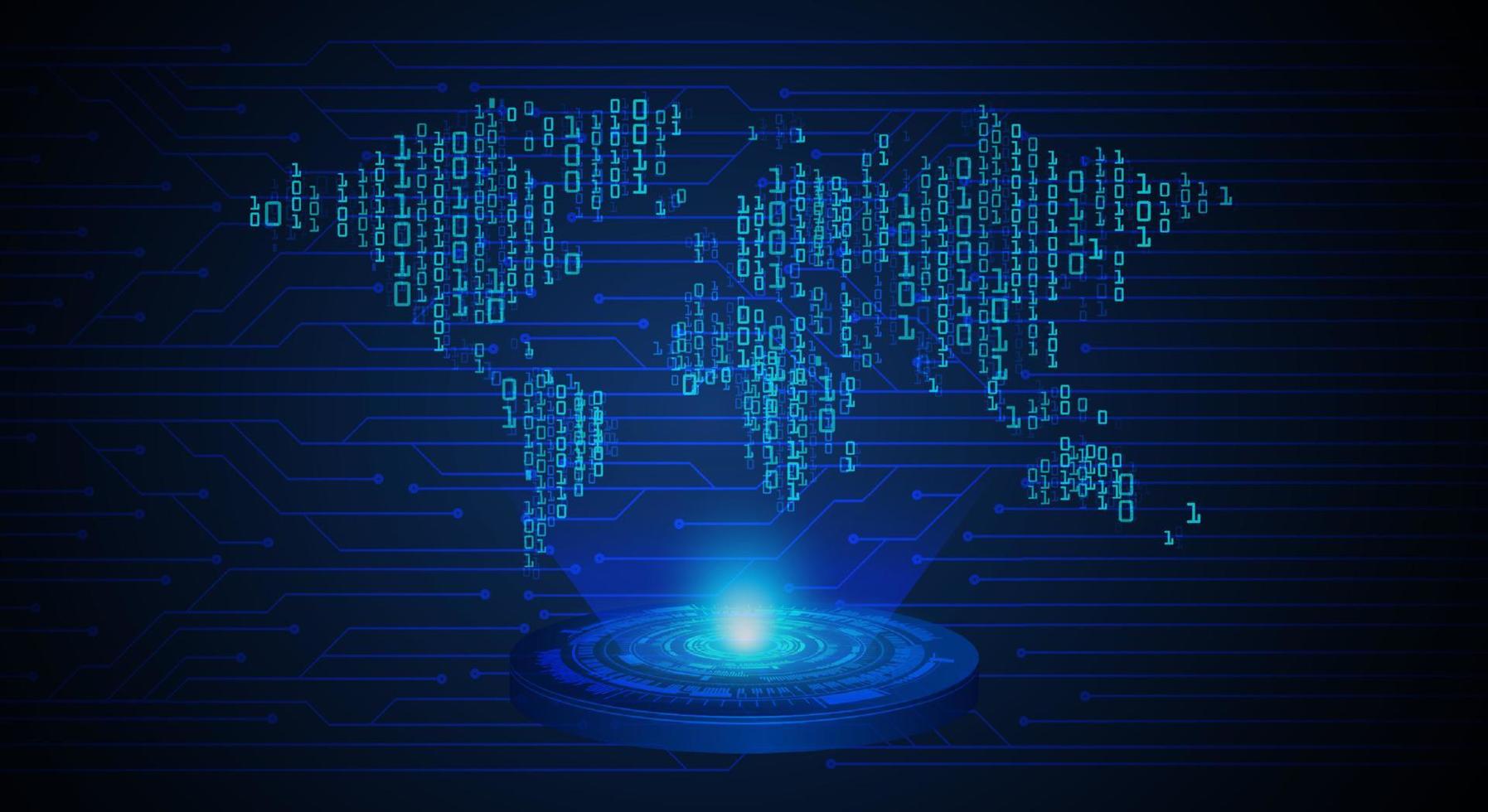 Modern World Map Holographic Projector on Technology Background vector