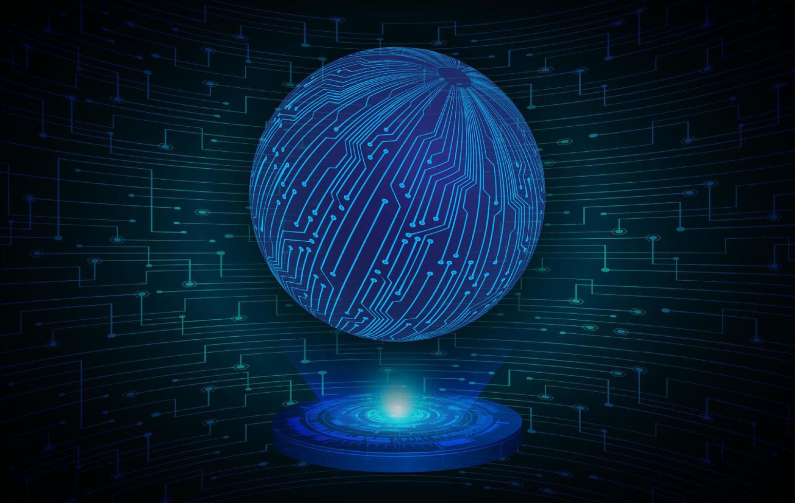 Modern Holographic Globe on Technology Background vector