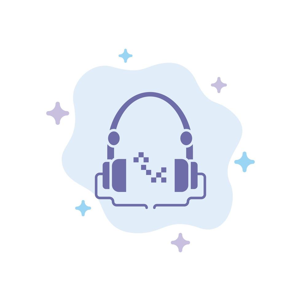 Headphone Music Audio Hand free Blue Icon on Abstract Cloud Background vector