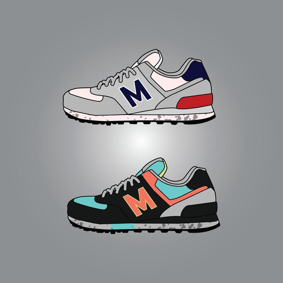 ilustración de zapatos de zapatillas en estilo vectorial vector