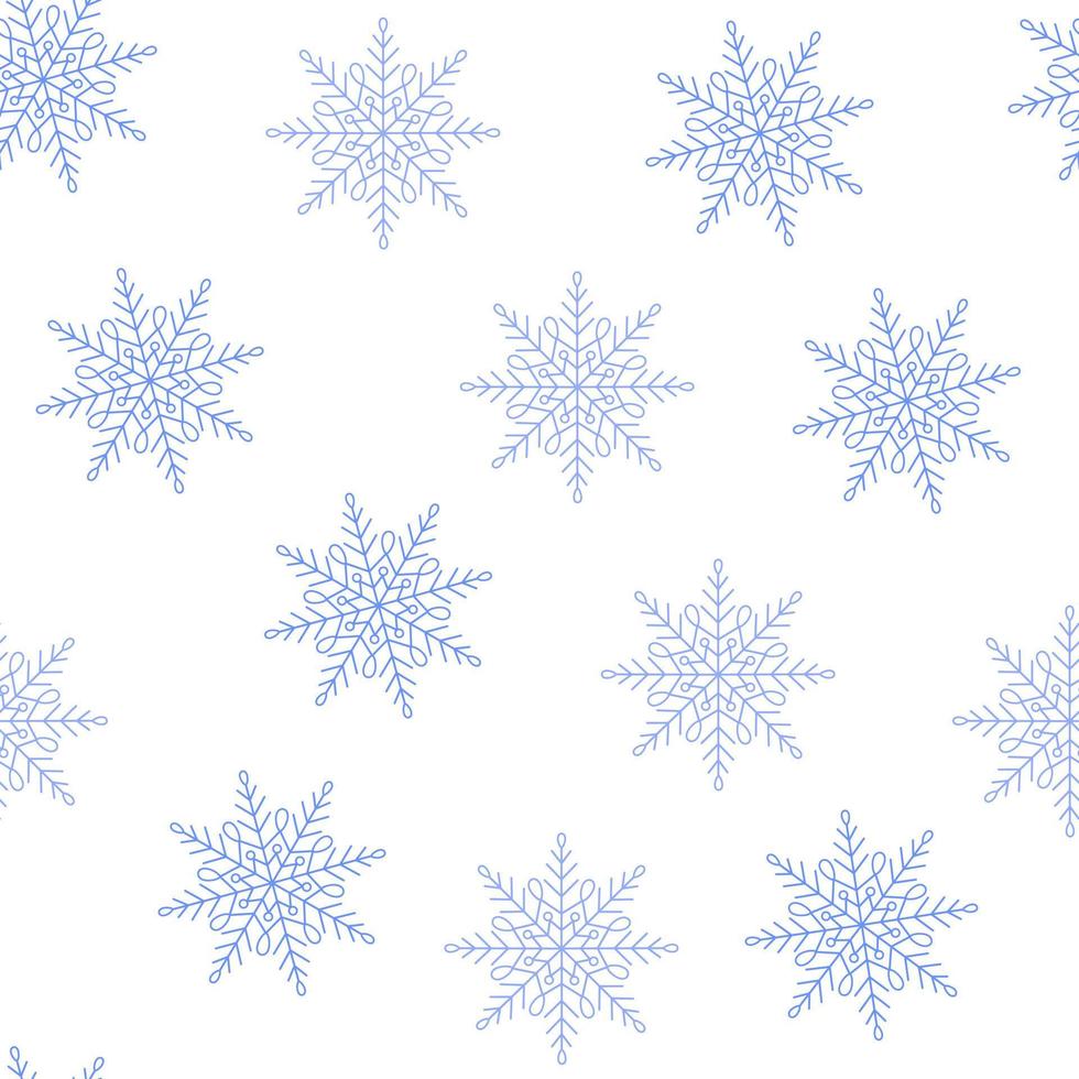 Snowflakes festive Christmas seamless pattern vector illustration, New Year holiday celebration repeat ornament for seasonal traditional gift paper, textile