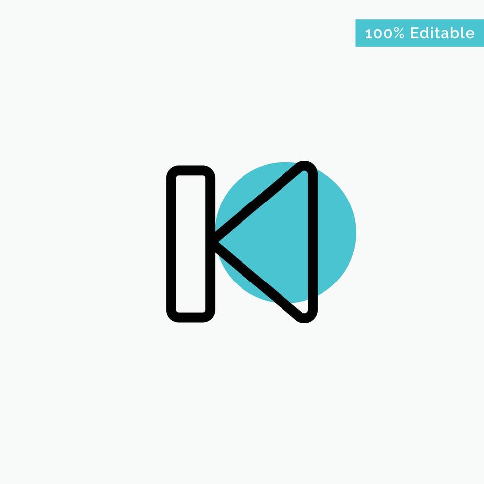 Back Beginning Control Media Start turquoise highlight circle point Vector icon