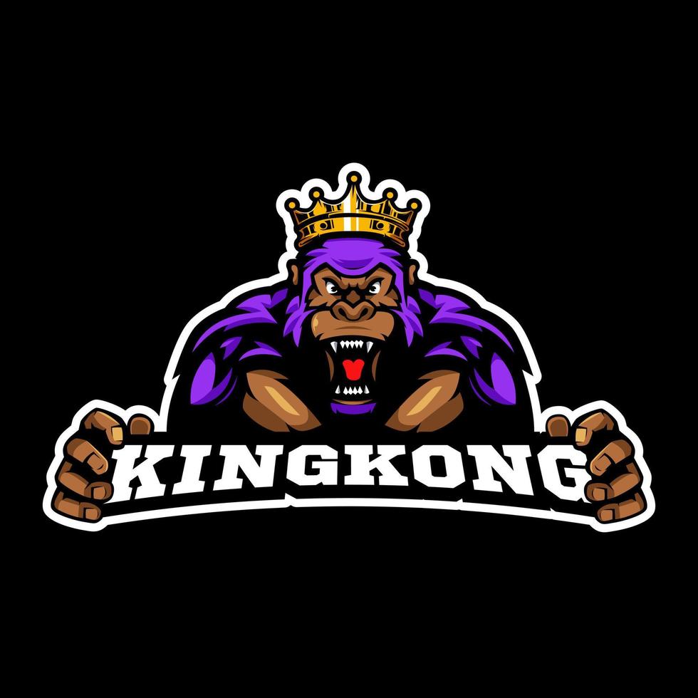 kingkong gorila esport gaming mascota logo diseño ilustración vector