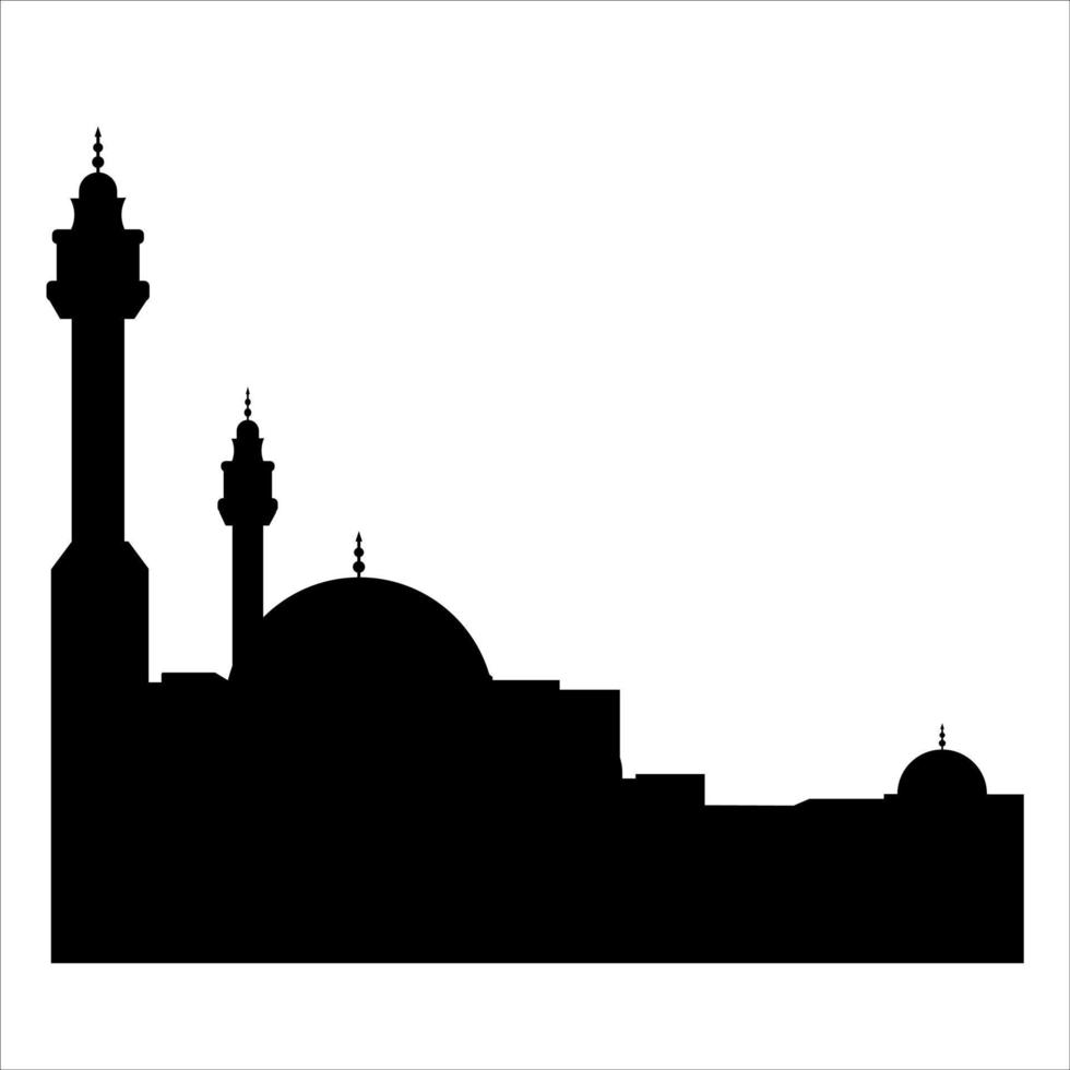 Black silhouette of Al Fateh Grand Mosque in Manama, Bahrain. vector