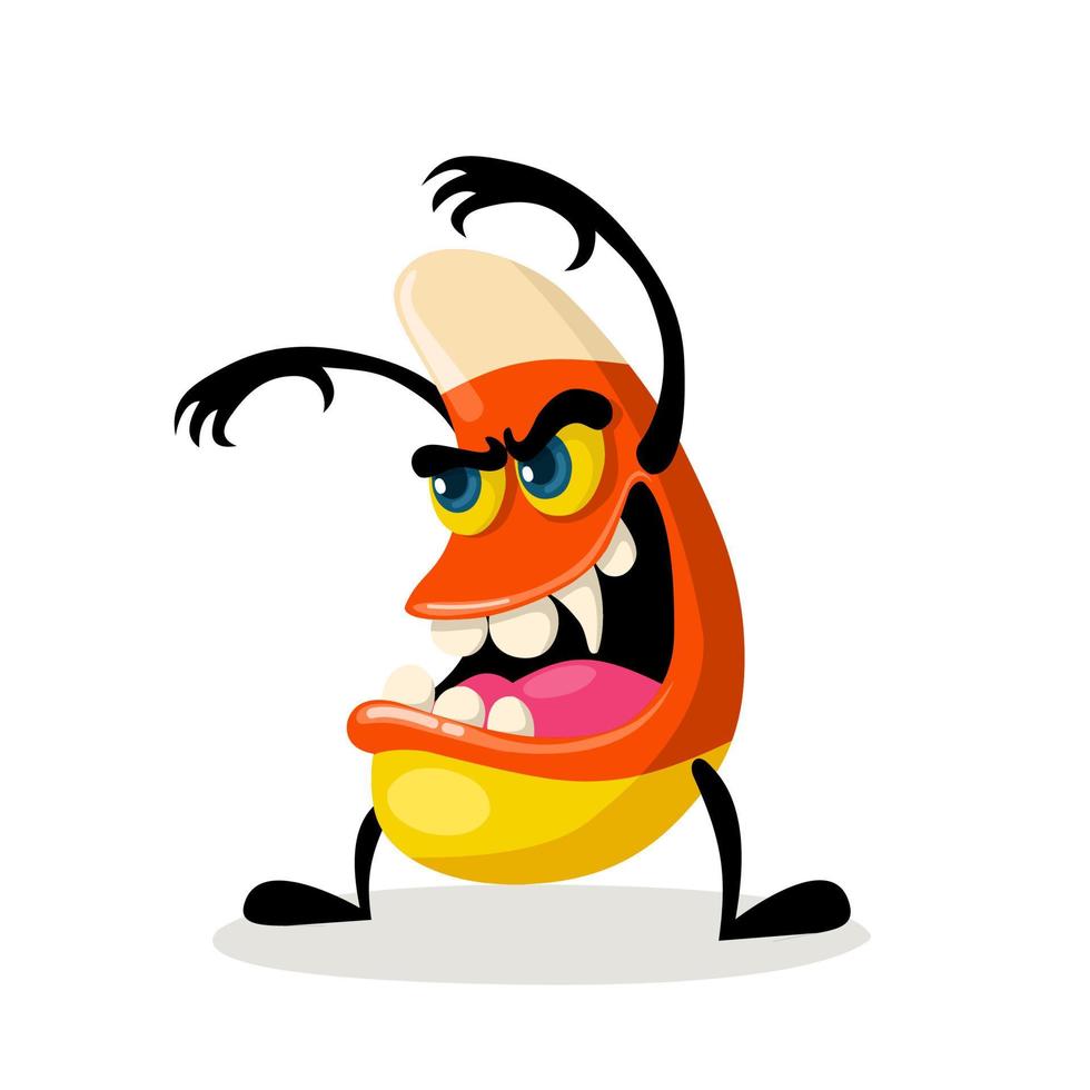 Vector illustration, candy corn monster character, as a poster or template, national candy corn day or Halloween day.