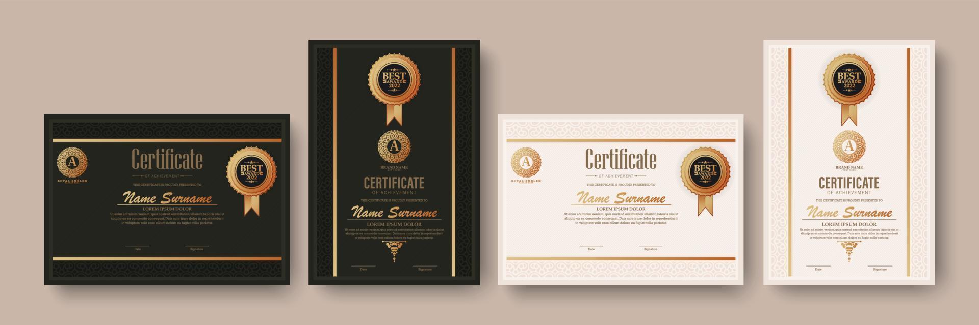 certificado de logro mejor premio diploma conjunto vector