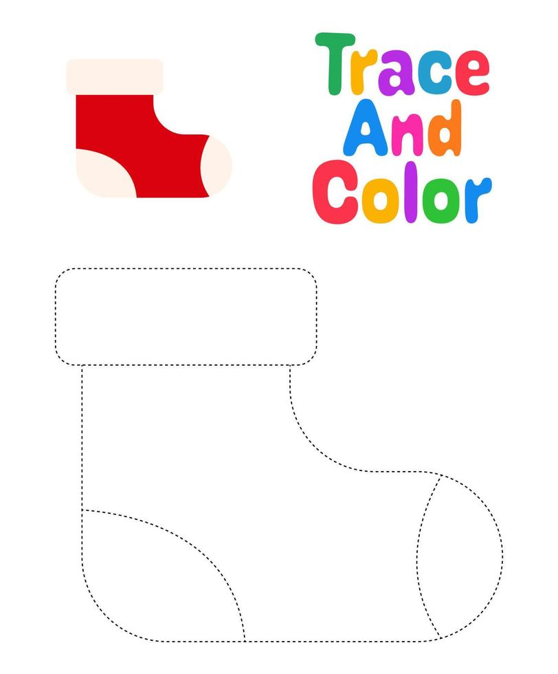 Elf shoe tracing worksheet for kids vector
