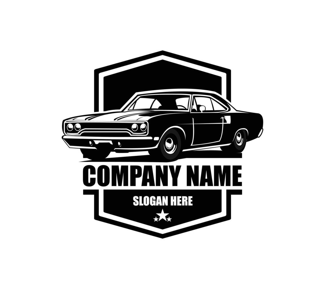 Muscle car silhouette logo vector concept badge emblem isolated