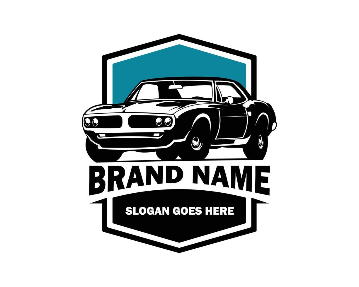 Muscle car front view emblem ready made logo template vector isolated