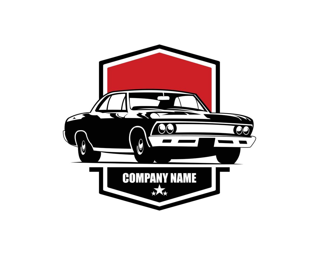 coche musculoso logo. vector aislado, elemento de diseño para logotipo, afiche, tarjeta, pancarta, emblema, camiseta. ilustración vectorial