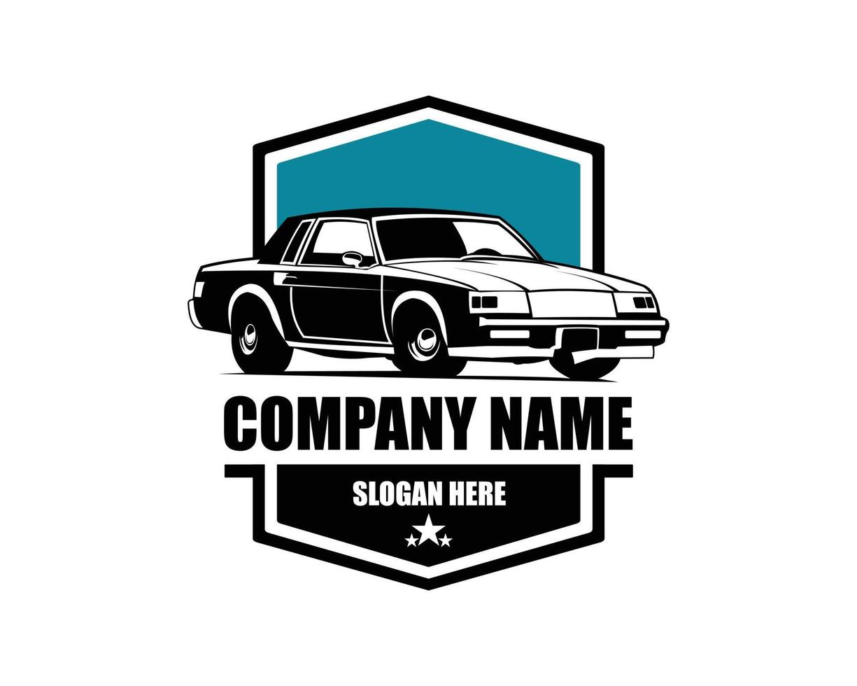 Diseño de logotipo de muscle car. Este logotipo es adecuado para garaje, taller, taller de reparación, taller de reparación de automóviles de estilo antiguo o clásico. también para la restauración, reparación y carreras de automóviles vector