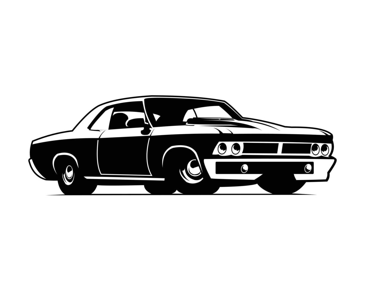 logotipo de muscle car que muestra la ilustración de vector de emblema negro aislado izquierdo