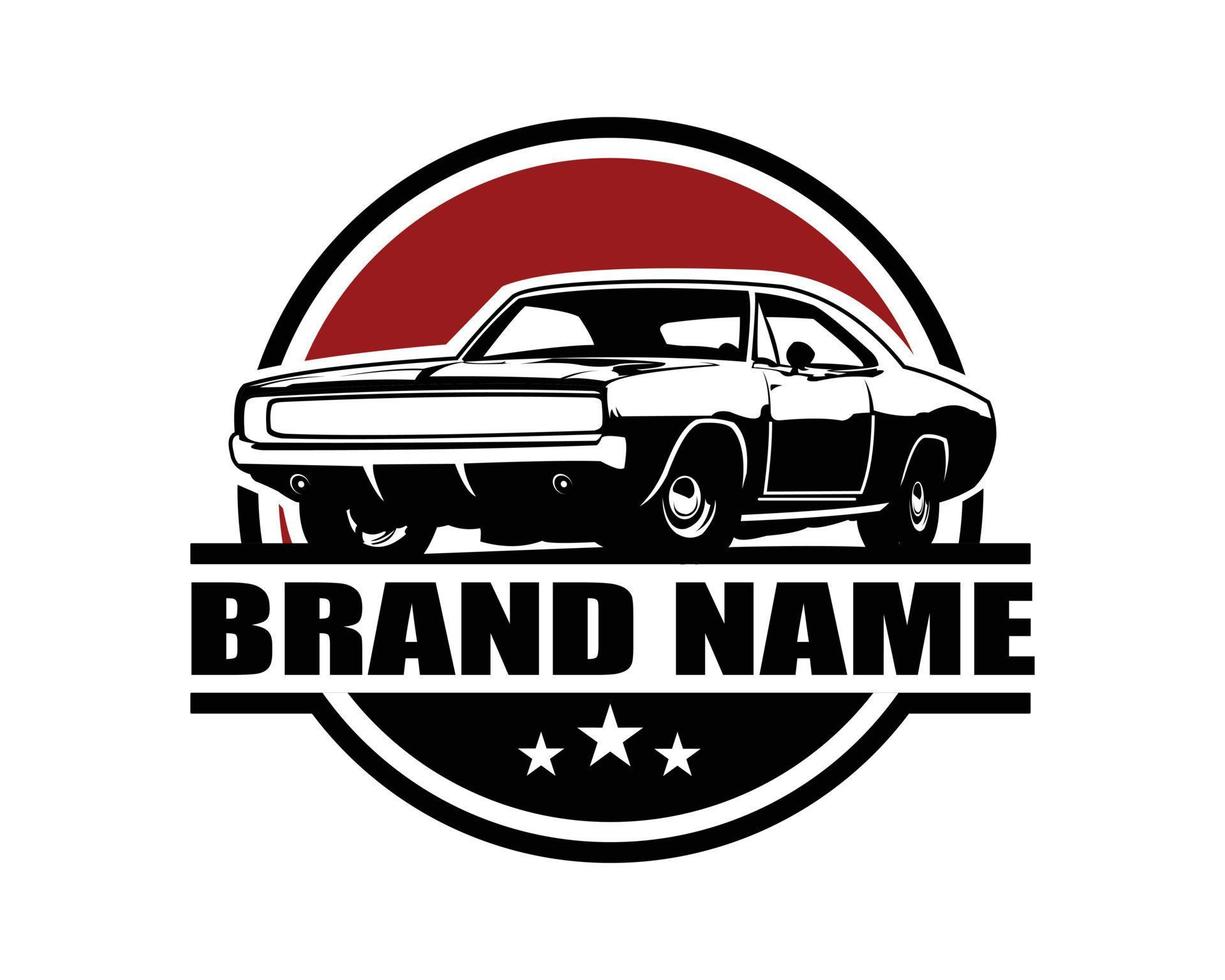 black muscle car logo vector emblem isolated on white background