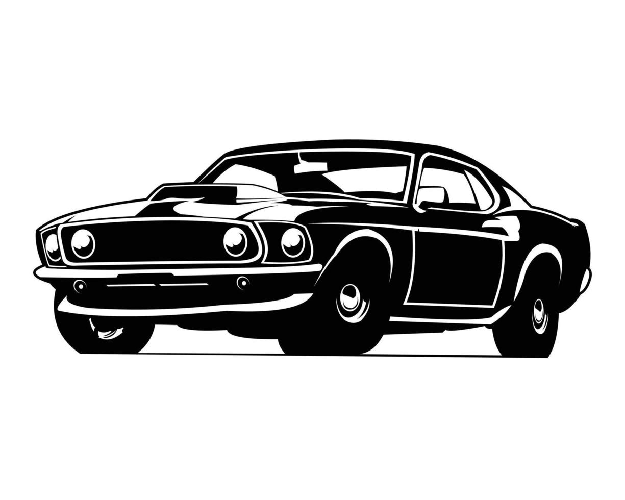 1970 muscle car vector aislado mejor fondo blanco para insignia, emblema, icono disponible en eps 10