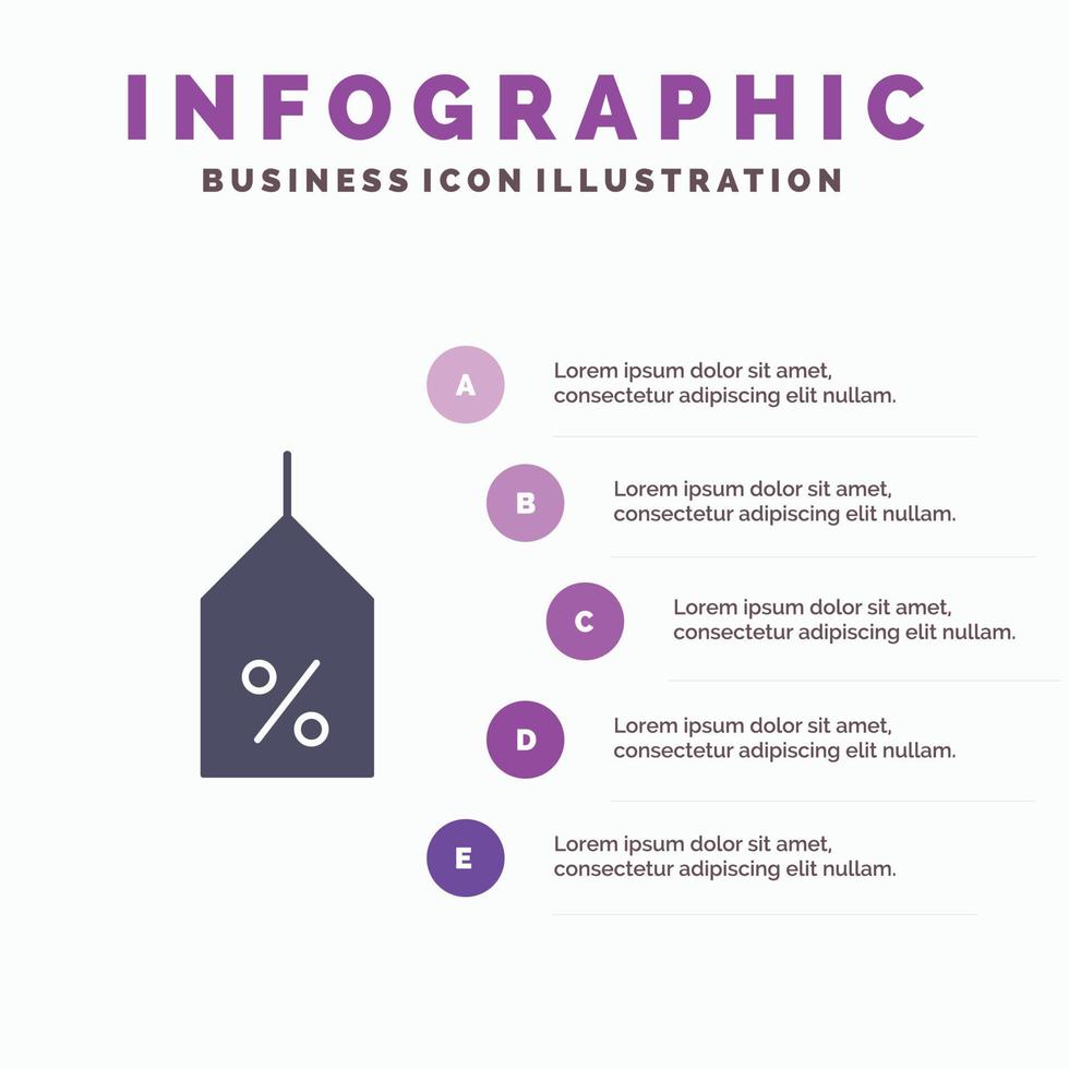 etiqueta etiqueta off logística icono sólido infografía 5 pasos presentación fondo vector