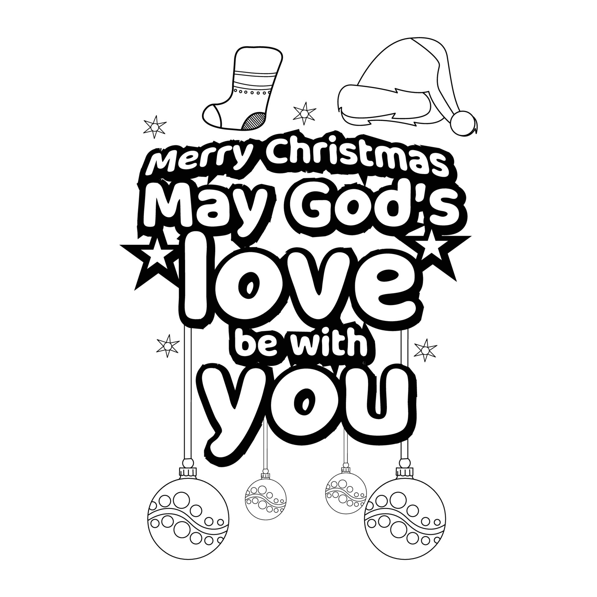 Merry Christmas Coloring Page Christmas Line Art Coloring Page Design 