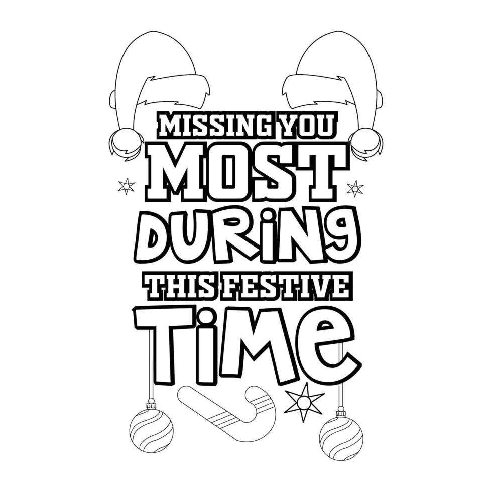 Merry Christmas Coloring page. Christmas line art coloring page design for kids. vector