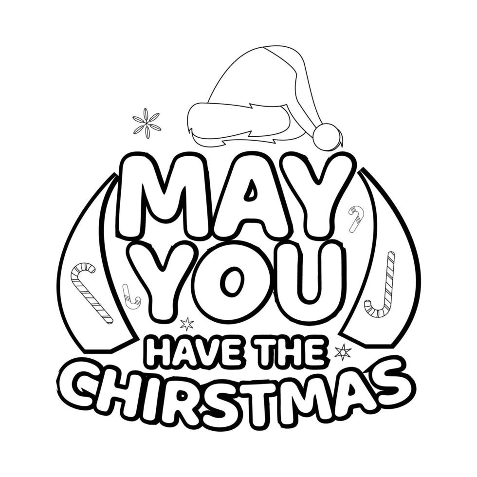 Merry Christmas Coloring page. Christmas line art coloring page design for kids. vector