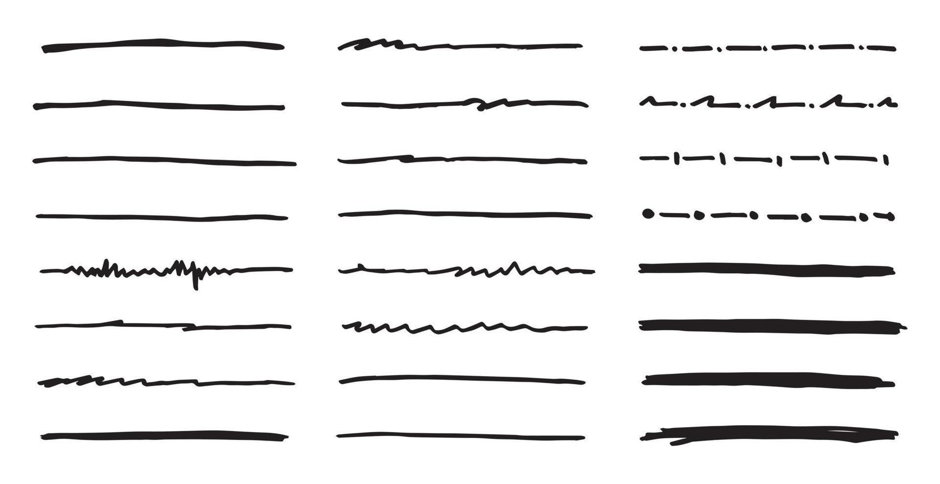 Vector set of hand drawn underline.