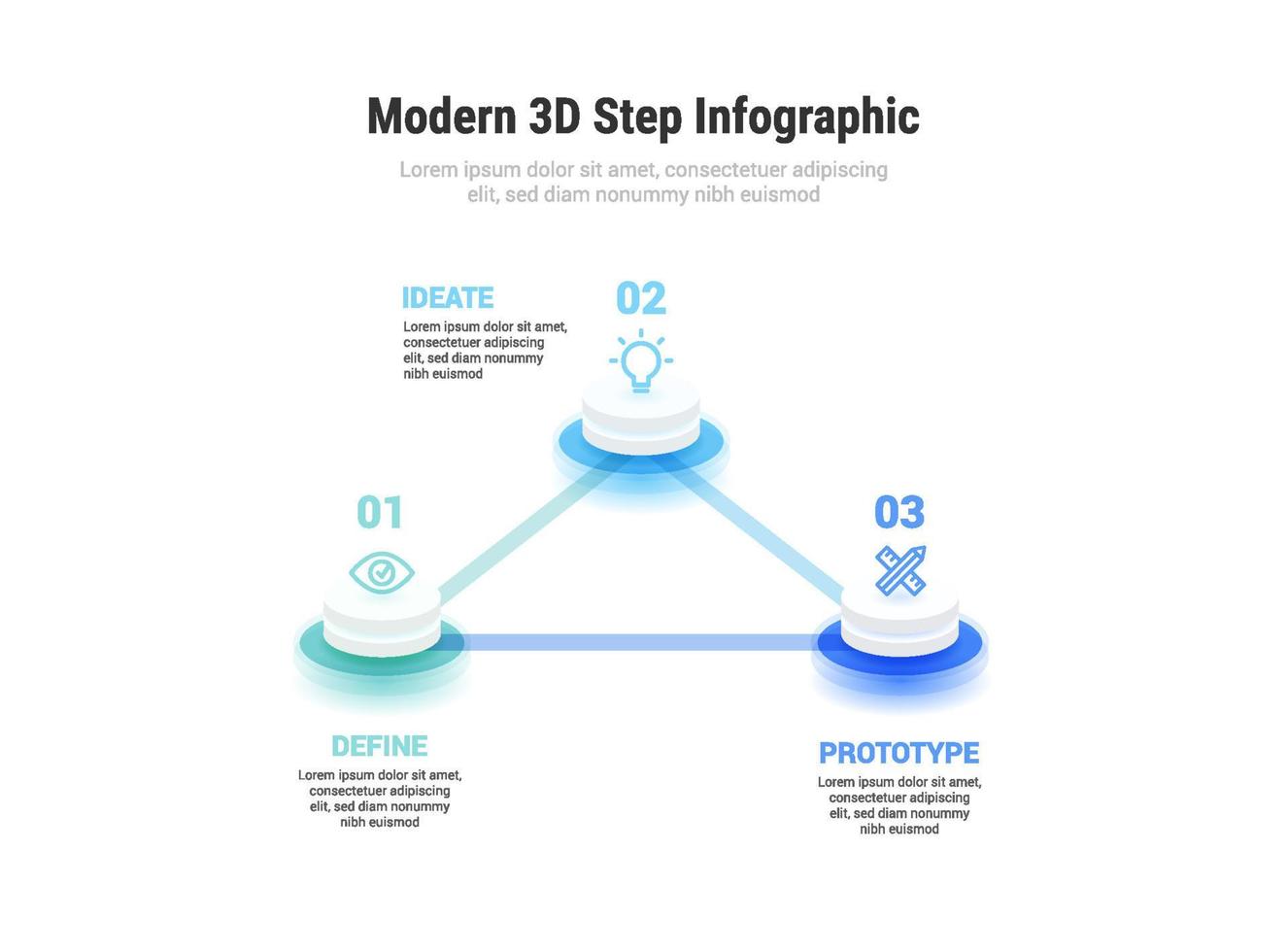 infografía moderna 3d de 3 pasos vector