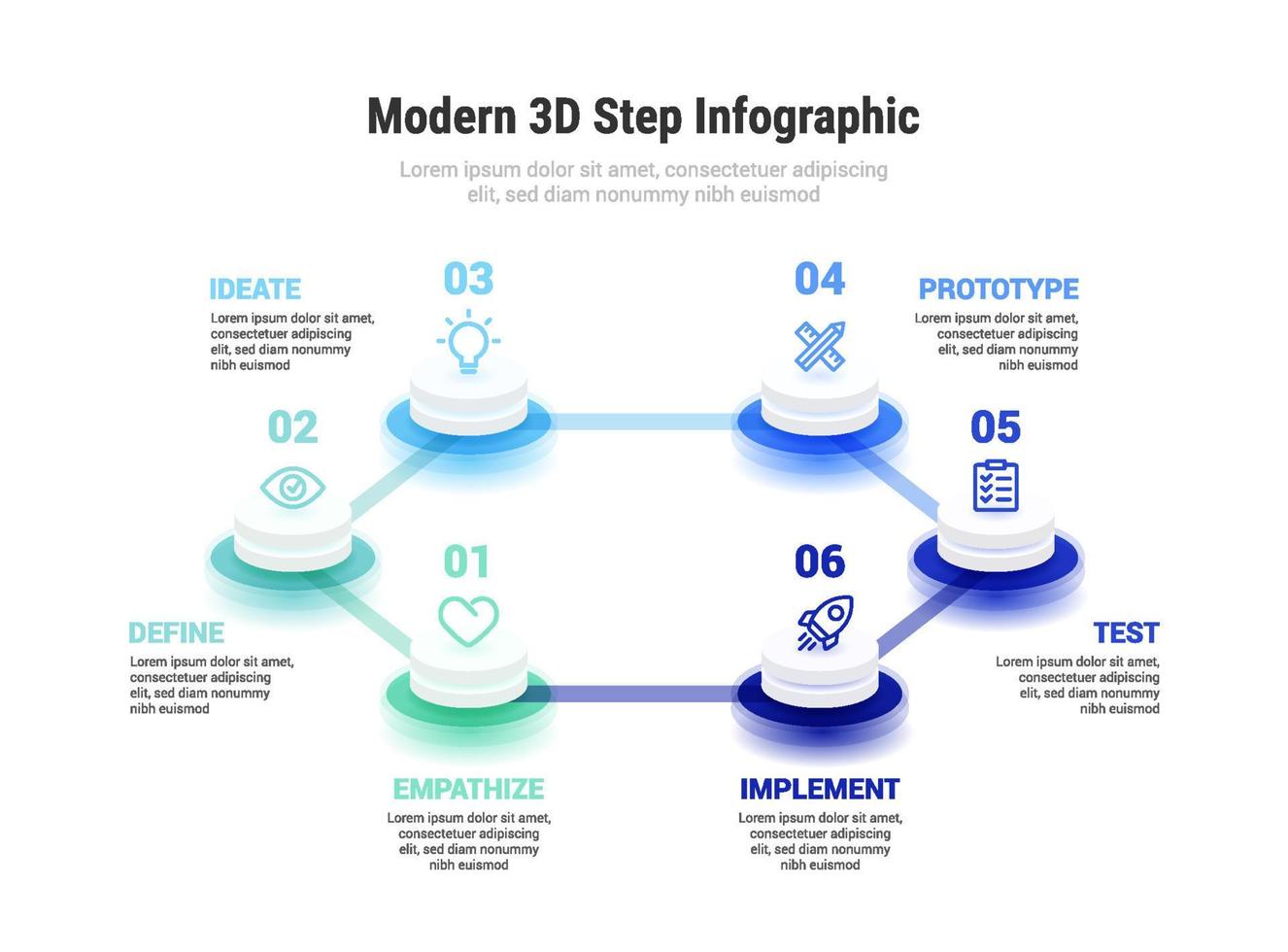 infografía moderna 3d de 6 pasos vector