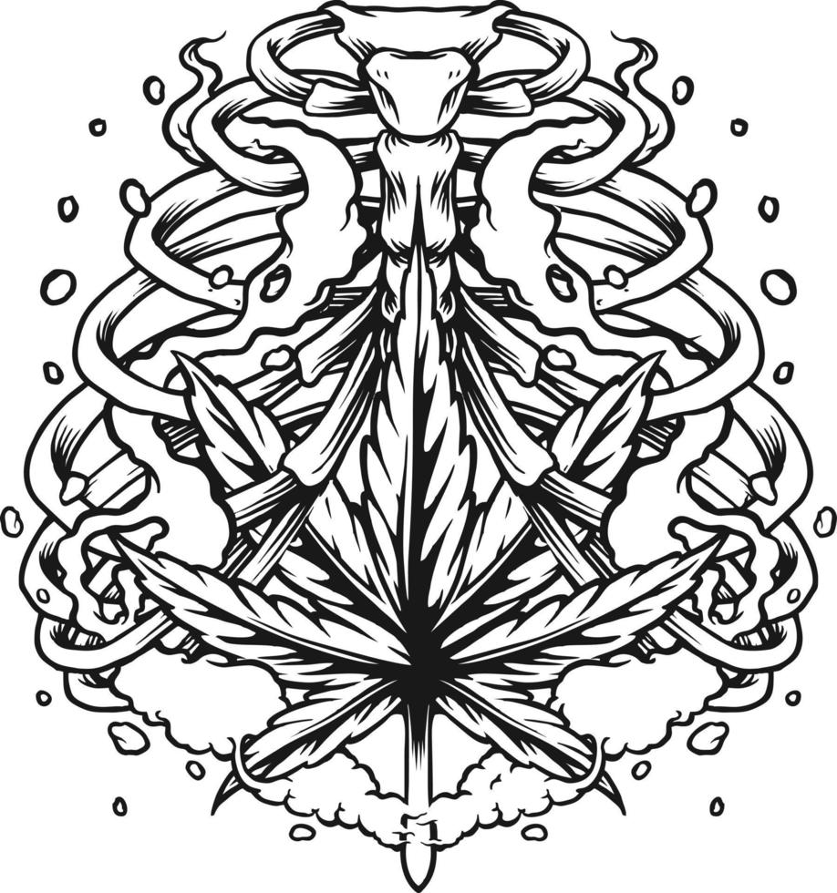 Ribcage Bones Outline Illustration vector