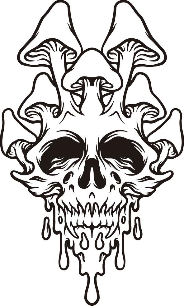 Mushrooms Head Skull Silhouette vector