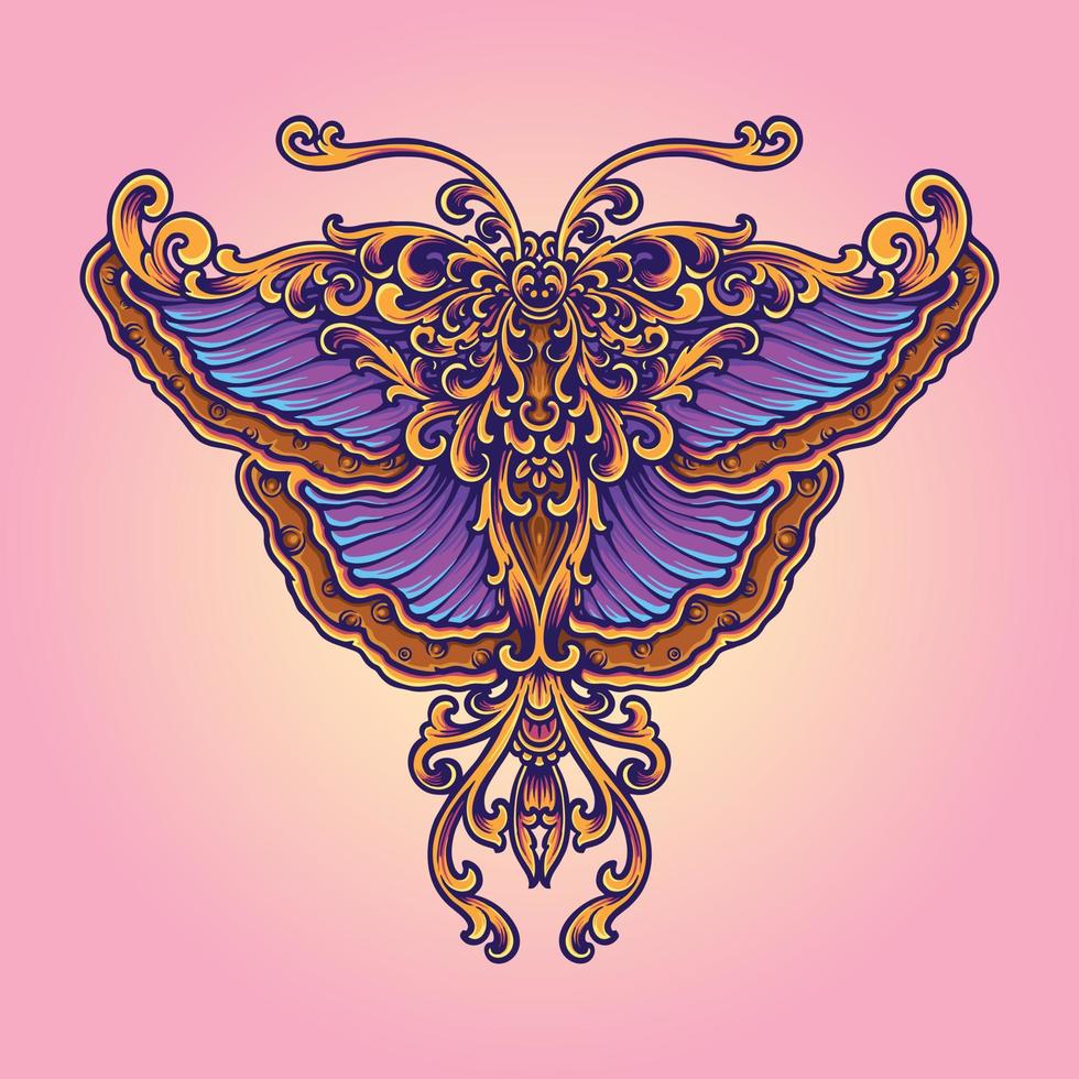 Vintage elegant butterfly ornament illustration vector