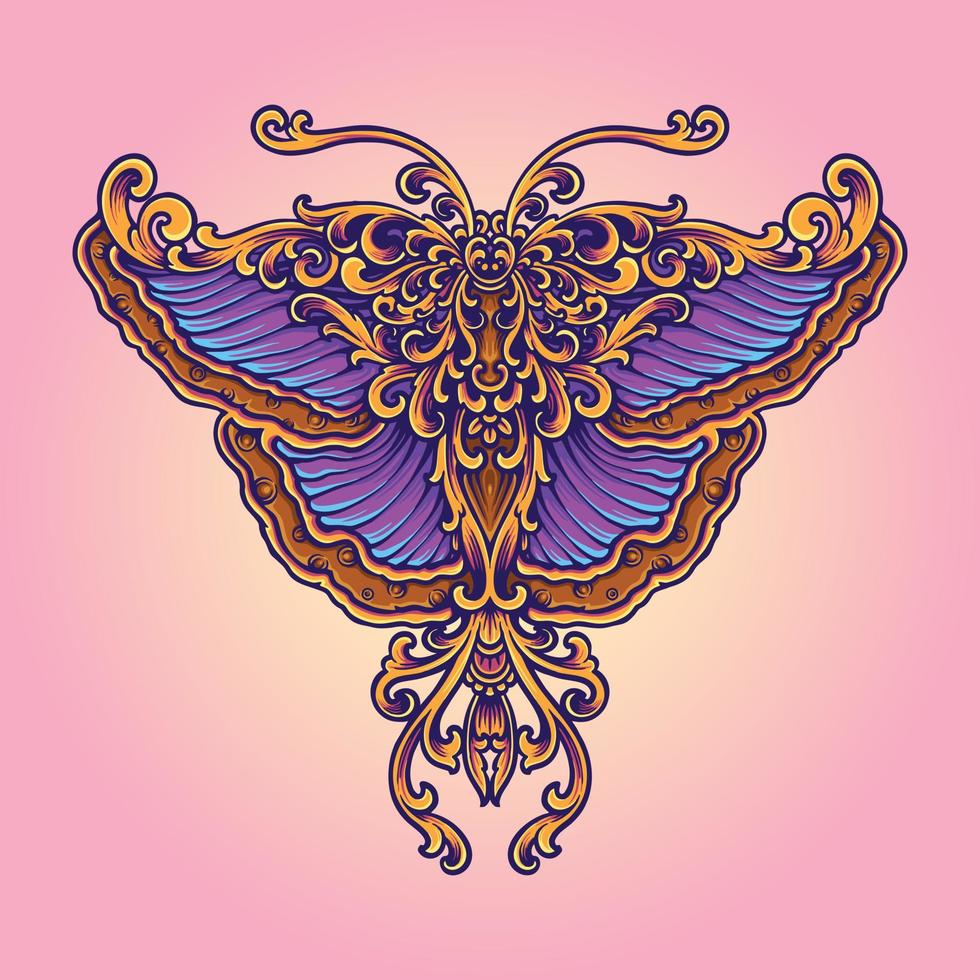 ejemplo elegante del ornamento de la mariposa del vintage vector