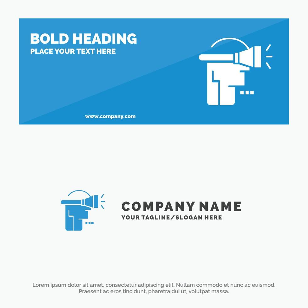 Head Human Technology Virtual Reality SOlid Icon Website Banner and Business Logo Template vector