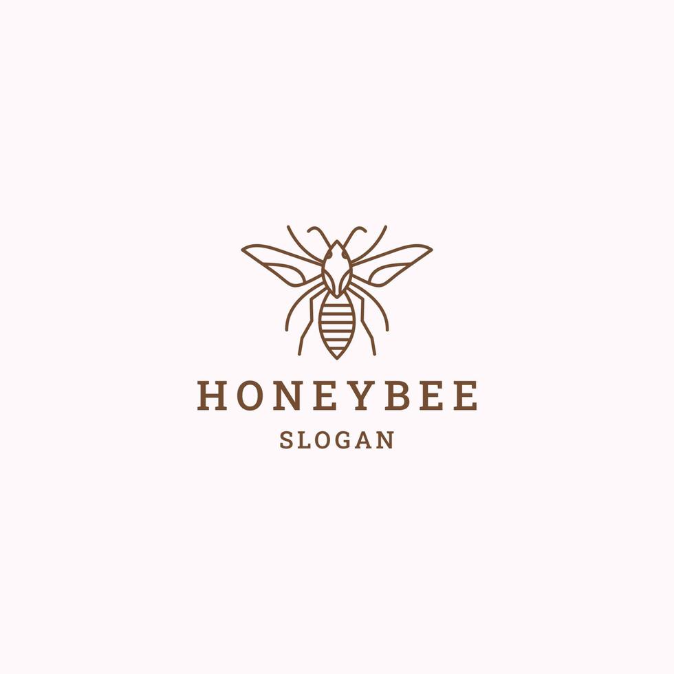 Honey bee logo icon flat design template vector