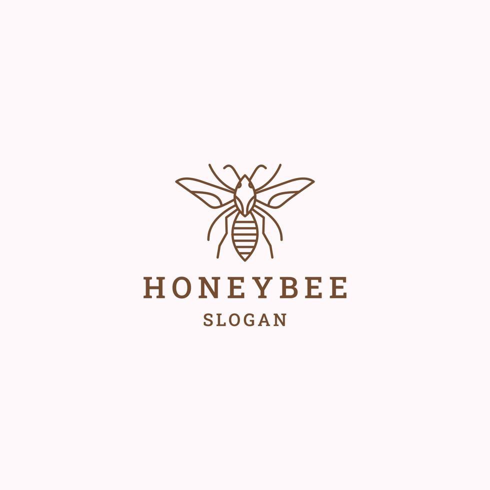 Honey bee logo icon flat design template vector