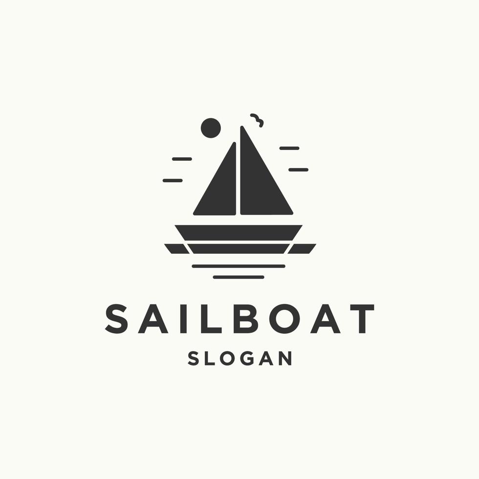 Sailboat logo icon flat design template vector