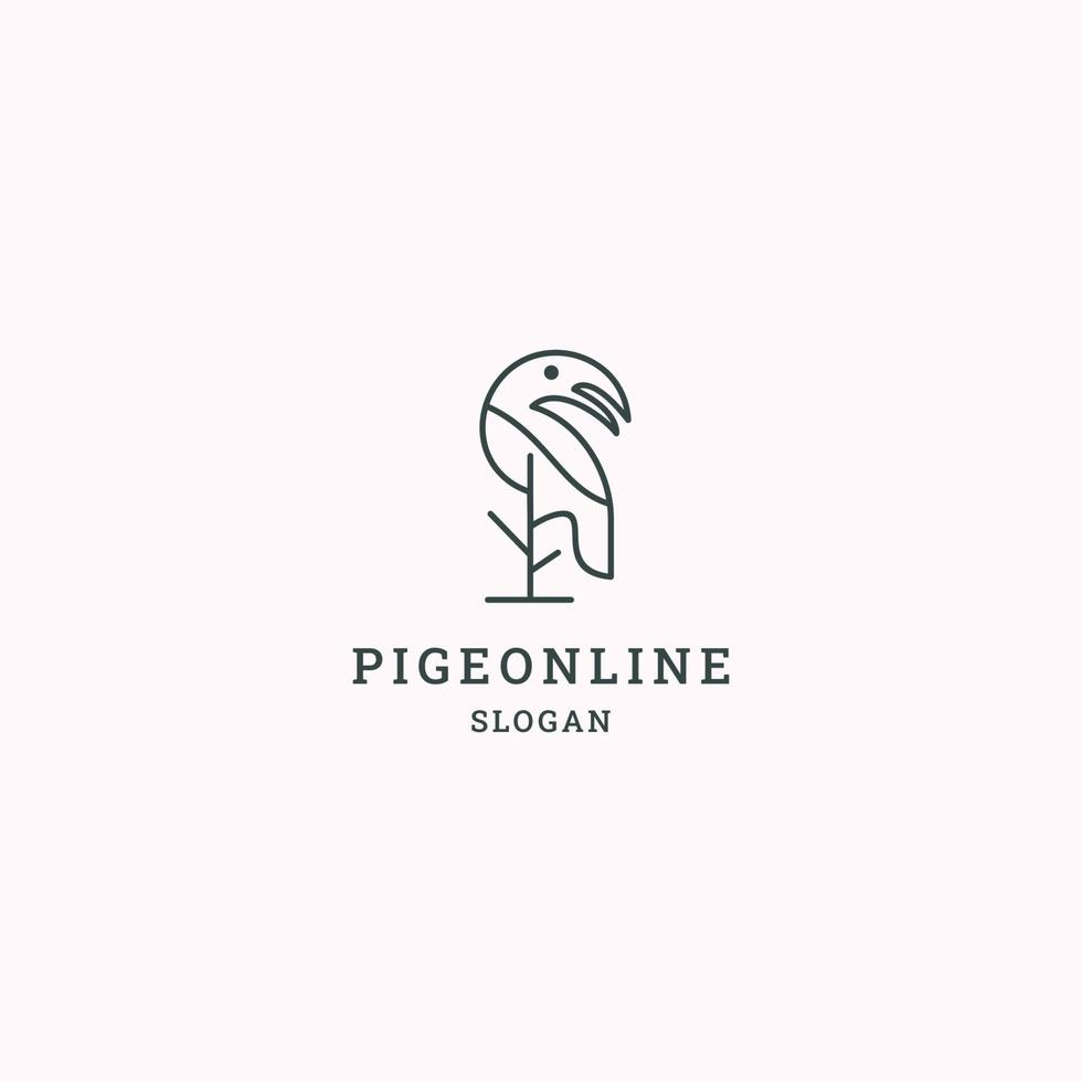 Pigeon logo icon flat design template vector