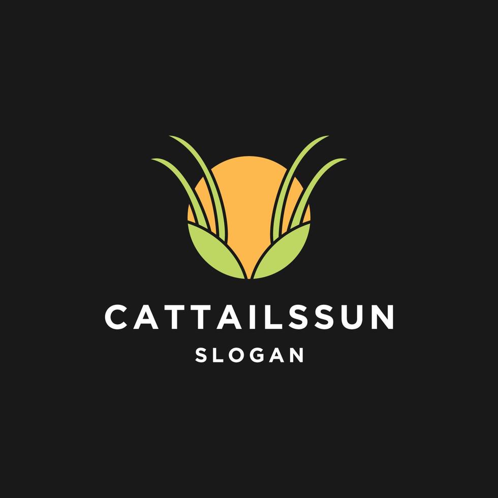 Cattail Sun logo icon flat design template vector