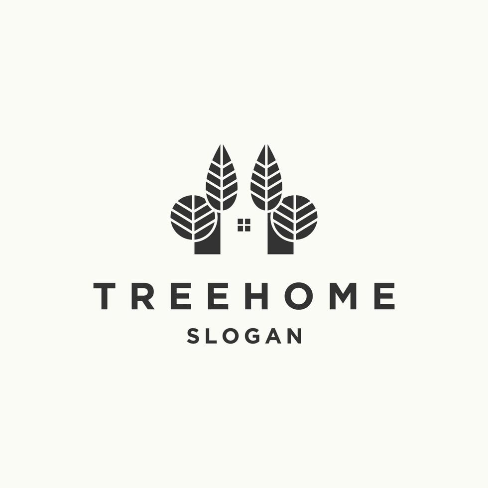 Tree home logo icon flat design template vector