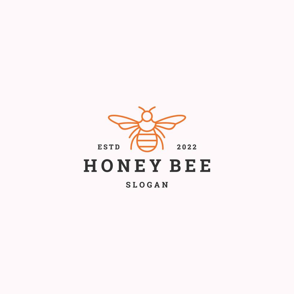 Honey bee logo icon flat design template vector