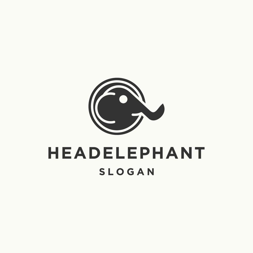 Head elephant logo icon flat design template vector