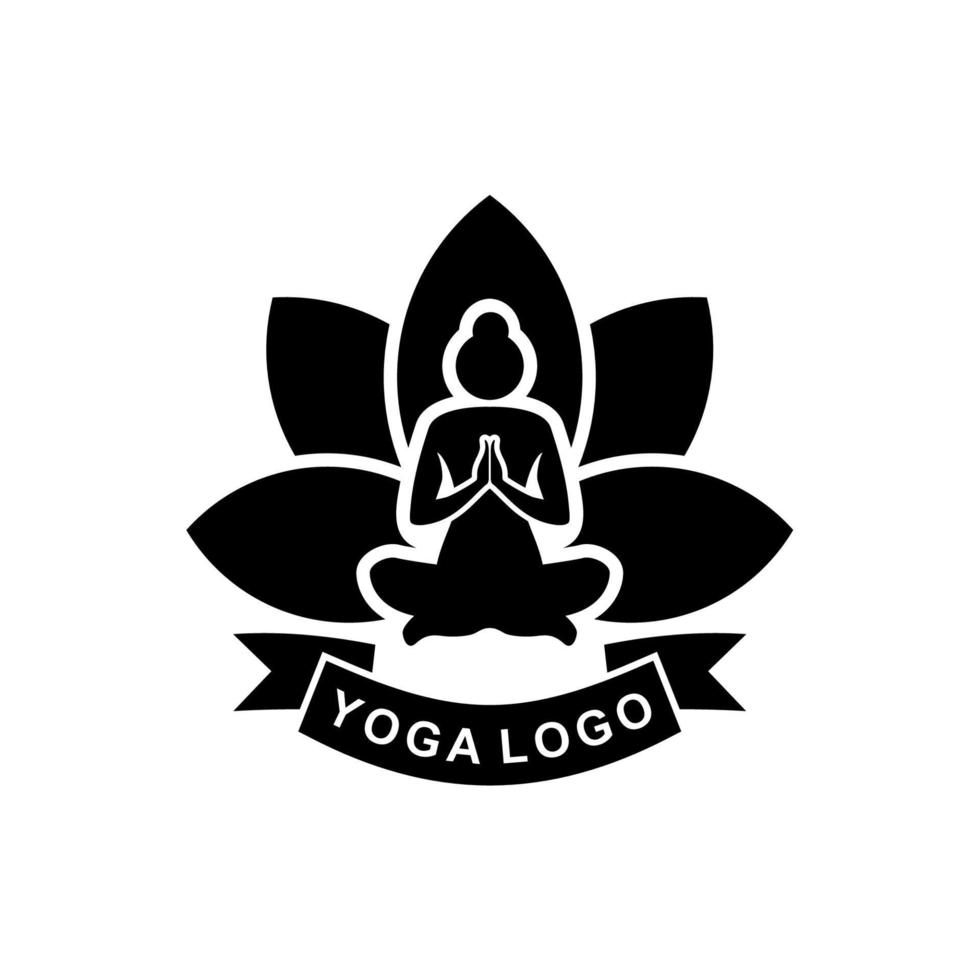 Yoga pose logo vector. lotus position silhouette. vector