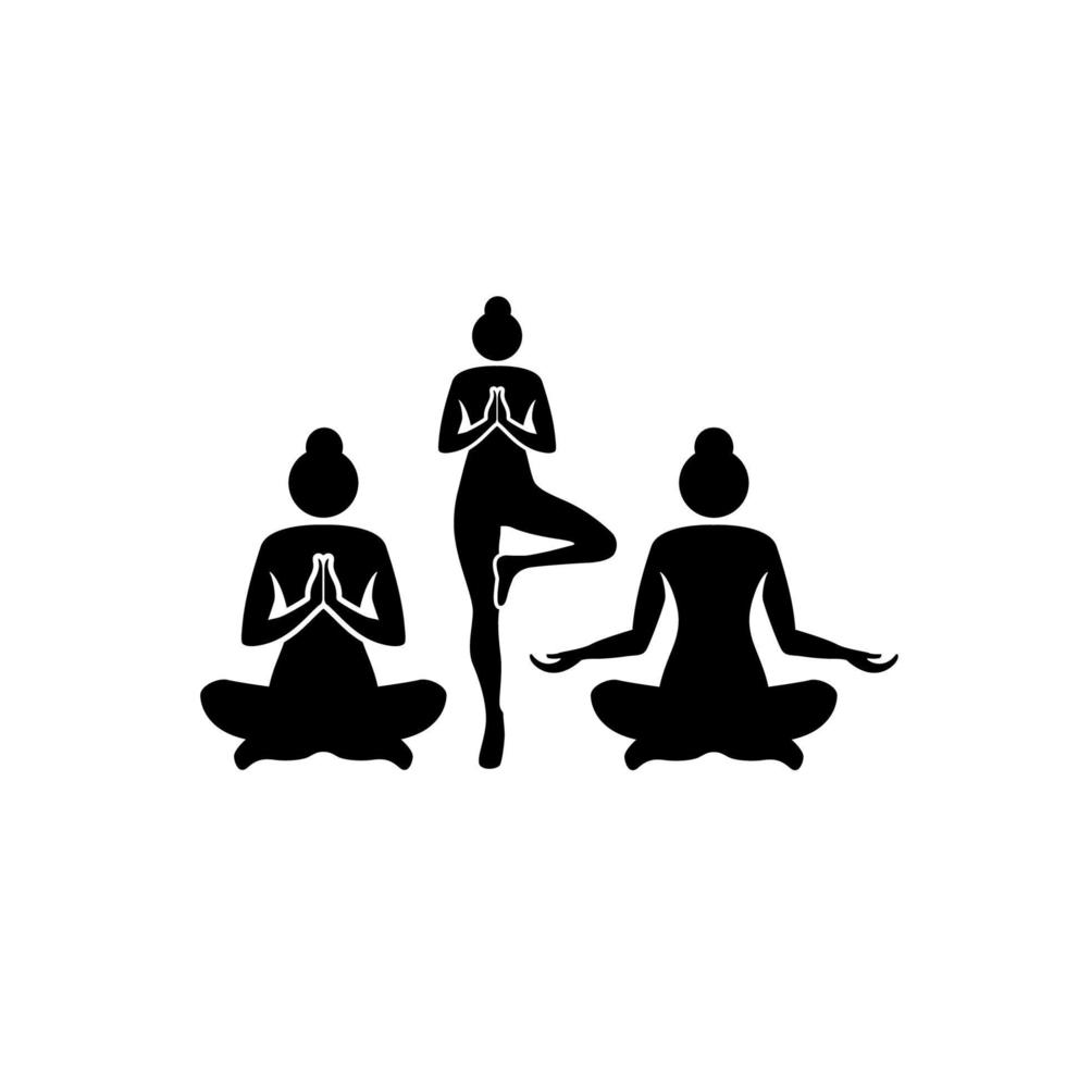 vector de icono de pose de yoga. meditación de relajación, atención plena, vector de concentración