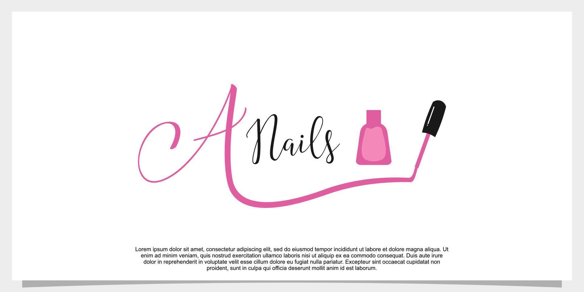 letter a with icon nail polish logo design template vector
