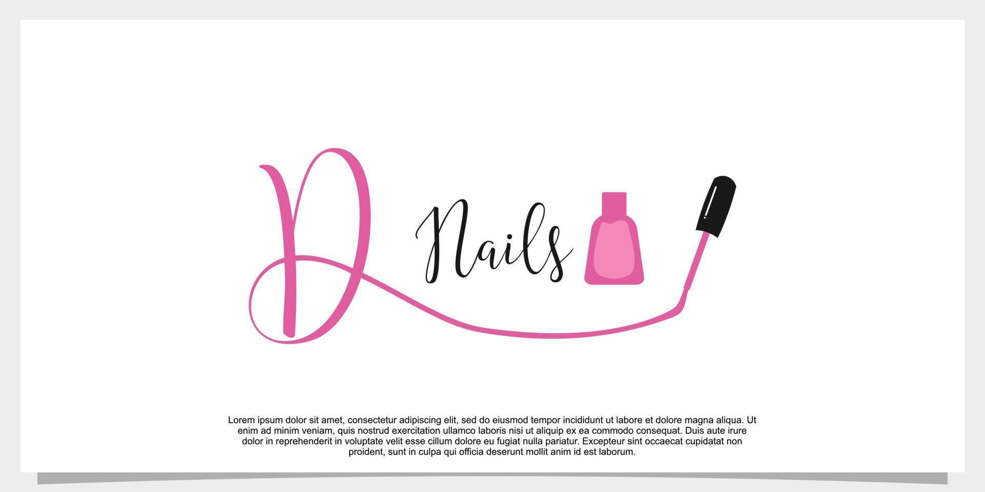 letter d with icon nail polish logo design template vector
