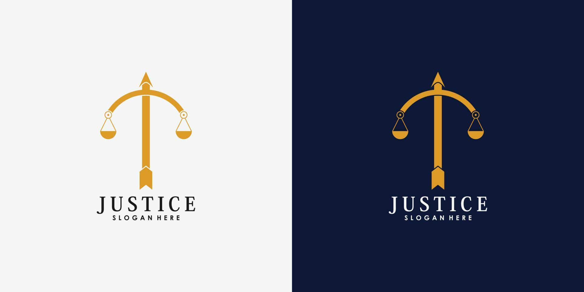 arrow law logo with creative modern concept premium vector