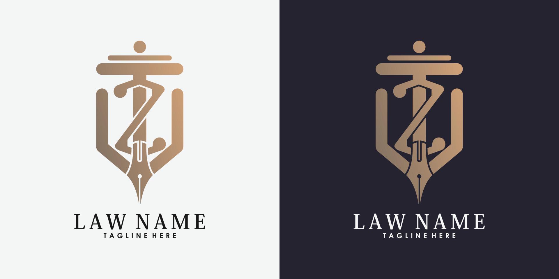 lawyer logo design with letter z creative concept premium vector