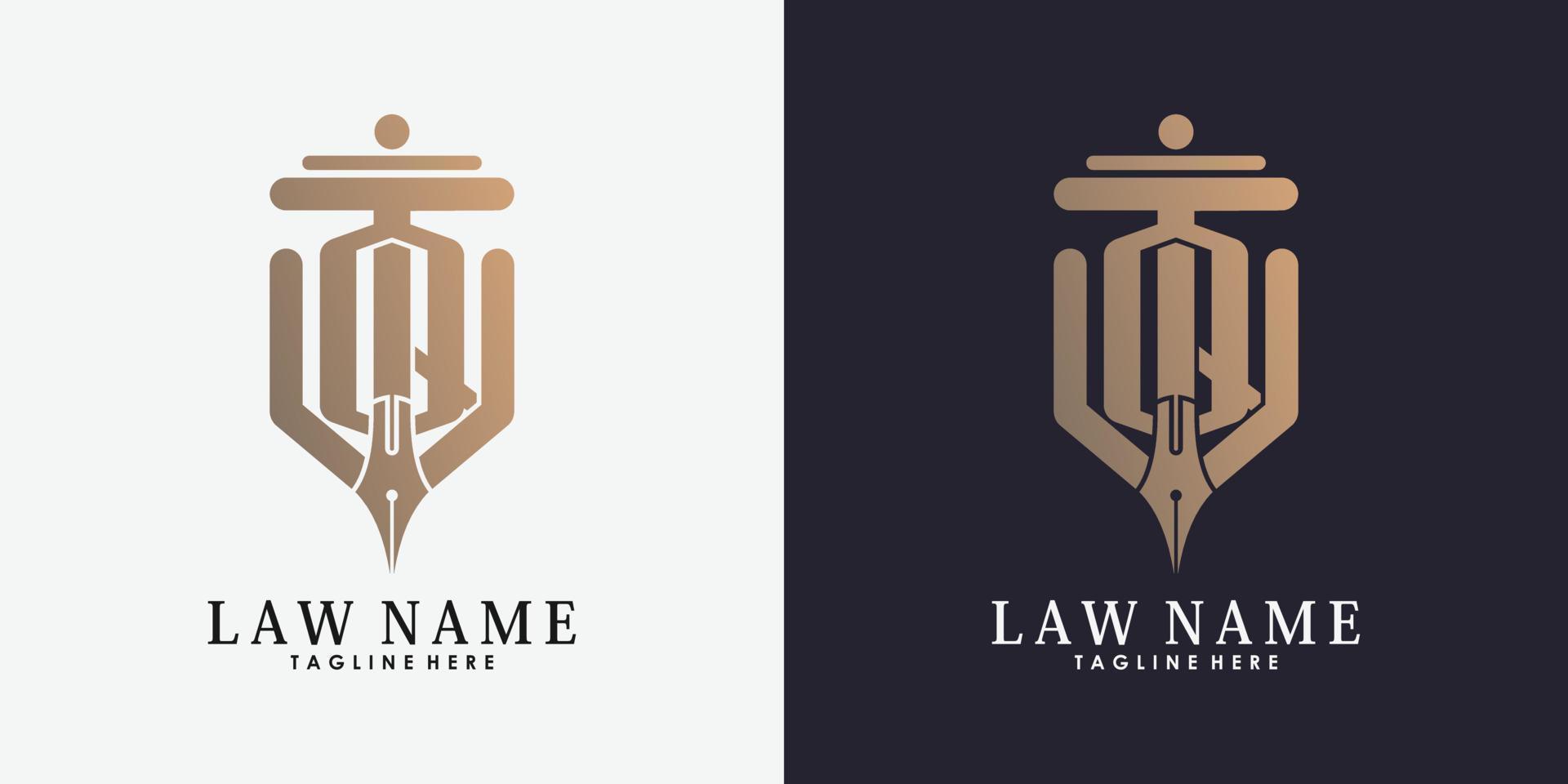 diseño de logotipo de abogado con vector premium de concepto creativo de letra q