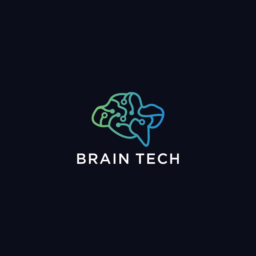Brain Tech logo icon design template flat vector