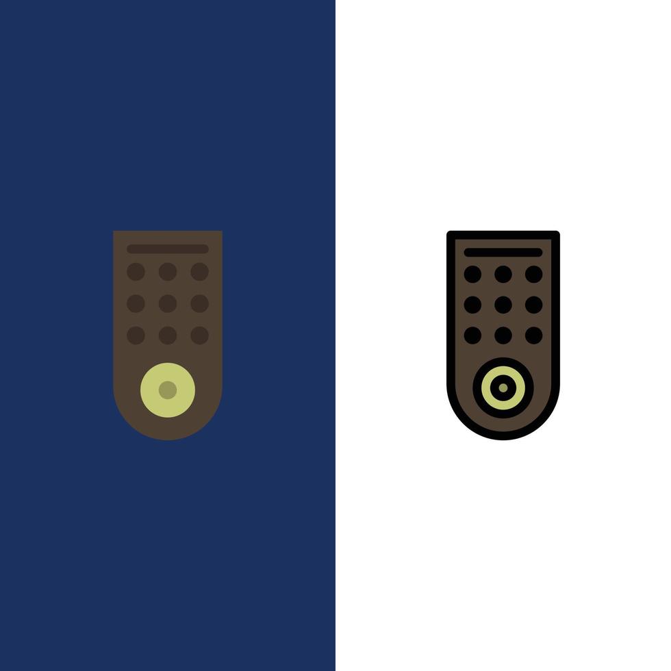 Control Remote TV  Icons Flat and Line Filled Icon Set Vector Blue Background